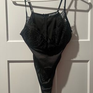 PrettyLittleThing Black Lace Bra Bodysuit